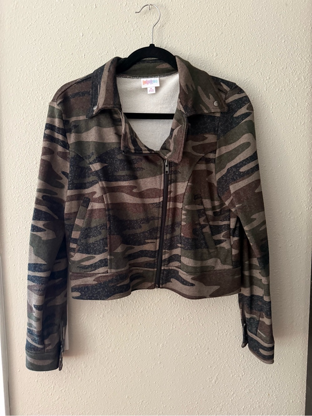 LuLaRoe Women's Camouflage Bomber Jacket - Olive, Brown, Black